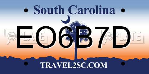 EO6B7D South Carolina License Plate