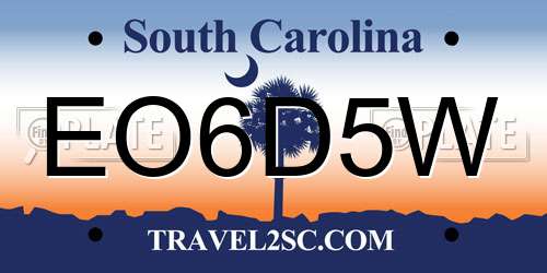 EO6D5W South Carolina License Plate