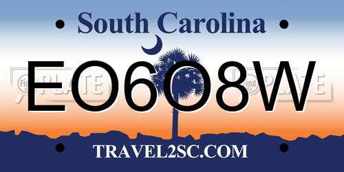 EO6O8W South Carolina License Plate