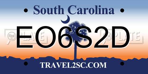 EO6S2D South Carolina License Plate