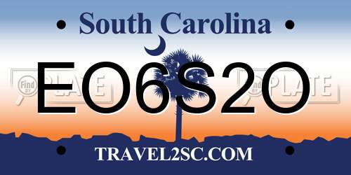 EO6S2O South Carolina License Plate