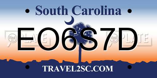 EO6S7D South Carolina License Plate
