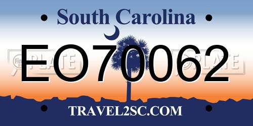EO70062 South Carolina License Plate