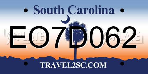 EO7D062 South Carolina License Plate