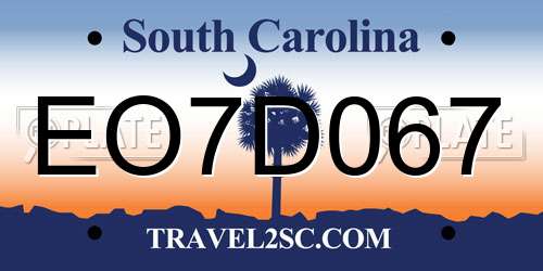 EO7D067 South Carolina License Plate