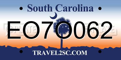 EO7O062 South Carolina License Plate