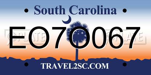 EO7O067 South Carolina License Plate