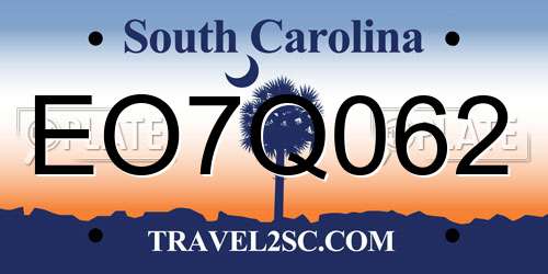 EO7Q062 South Carolina License Plate