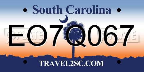 EO7Q067 South Carolina License Plate