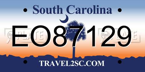 EO87129 South Carolina License Plate