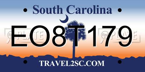 EO8T179 South Carolina License Plate