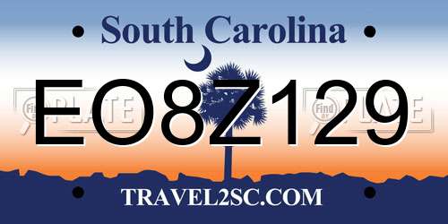 EO8Z129 South Carolina License Plate