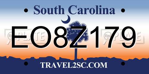 EO8Z179 South Carolina License Plate