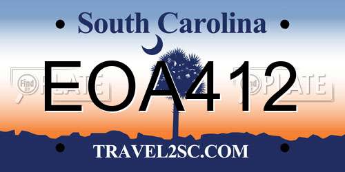 EOA412 South Carolina License Plate