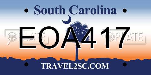 EOA417 South Carolina License Plate