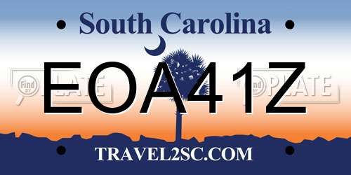 EOA41Z South Carolina License Plate
