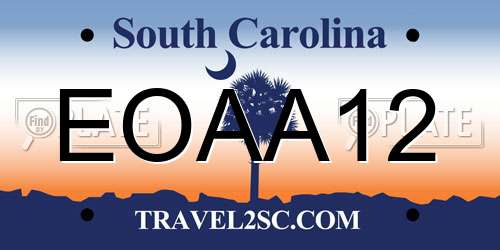 EOAA12 South Carolina License Plate