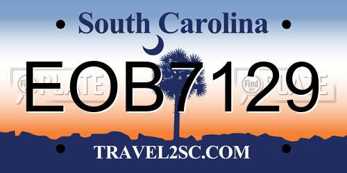 EOB7129 South Carolina License Plate