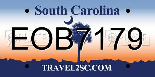 EOB7179 South Carolina License Plate