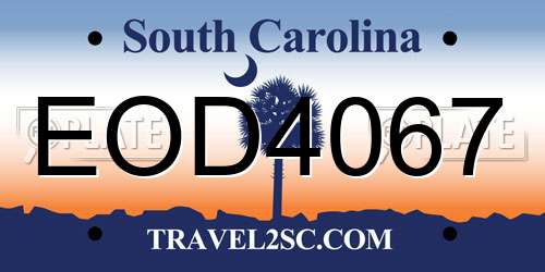 EOD4067 South Carolina License Plate