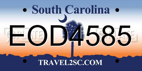 EOD4585 South Carolina License Plate