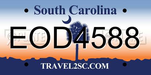 EOD4588 South Carolina License Plate