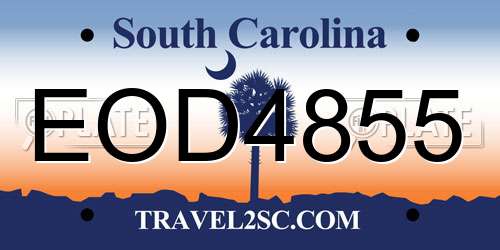 EOD4855 South Carolina License Plate