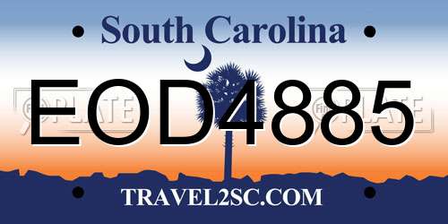 EOD4885 South Carolina License Plate