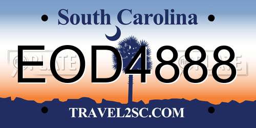 EOD4888 South Carolina License Plate