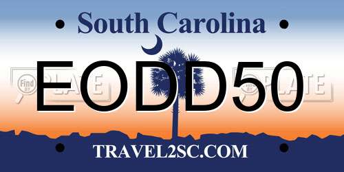 EODD50 South Carolina License Plate