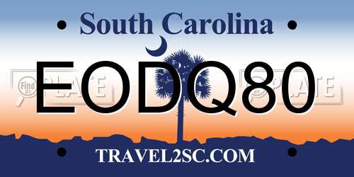 EODQ80 South Carolina License Plate