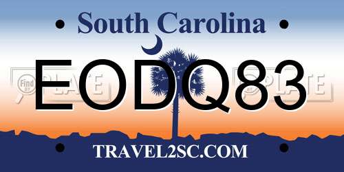EODQ83 South Carolina License Plate
