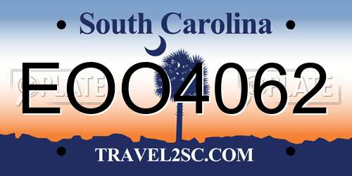 EOO4062 South Carolina License Plate