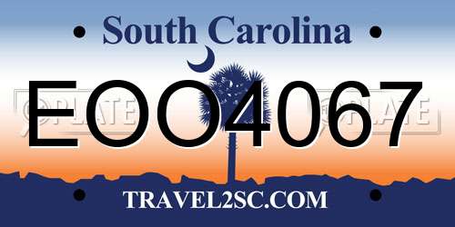 EOO4067 South Carolina License Plate