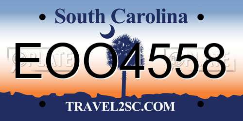 EOO4558 South Carolina License Plate