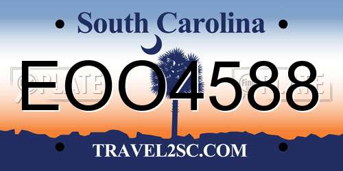 EOO4588 South Carolina License Plate