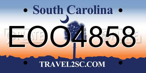 EOO4858 South Carolina License Plate