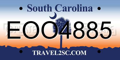 EOO4885 South Carolina License Plate