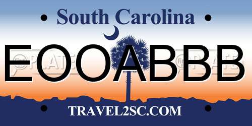 EOOABBB South Carolina License Plate