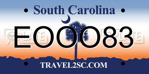 EOOO83 South Carolina License Plate