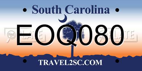 EOQ080 South Carolina License Plate
