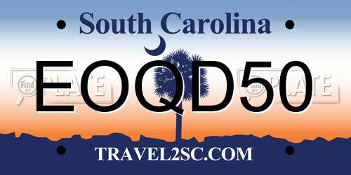 EOQD50 South Carolina License Plate