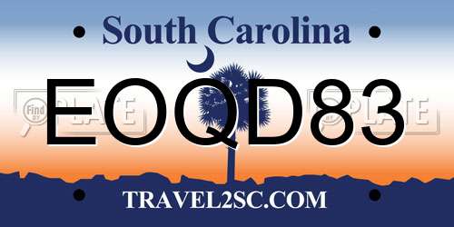 EOQD83 South Carolina License Plate