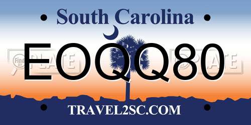 EOQQ80 South Carolina License Plate