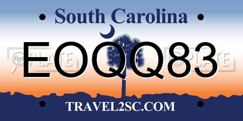EOQQ83 South Carolina License Plate