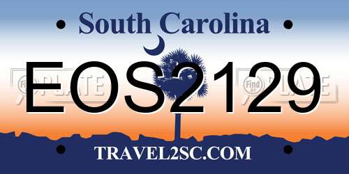 EOS2129 South Carolina License Plate