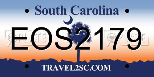 EOS2179 South Carolina License Plate