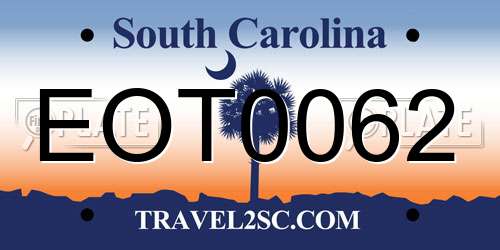 EOT0062 South Carolina License Plate
