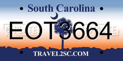 EOT3664 South Carolina License Plate