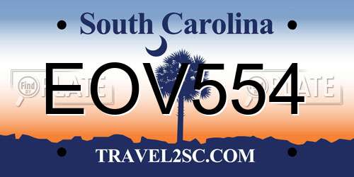 EOV554 South Carolina License Plate